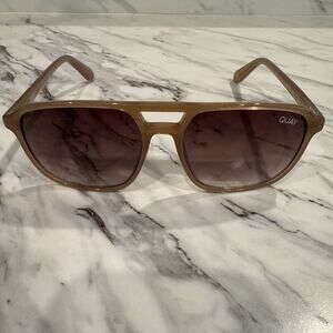 QUAY Unisex On The Fly Tan / Tan Tinted Sunglasses Read